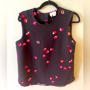 Kate Spade Black Sleeveless Cherry Blossom Top. Size 8. Gently worn.